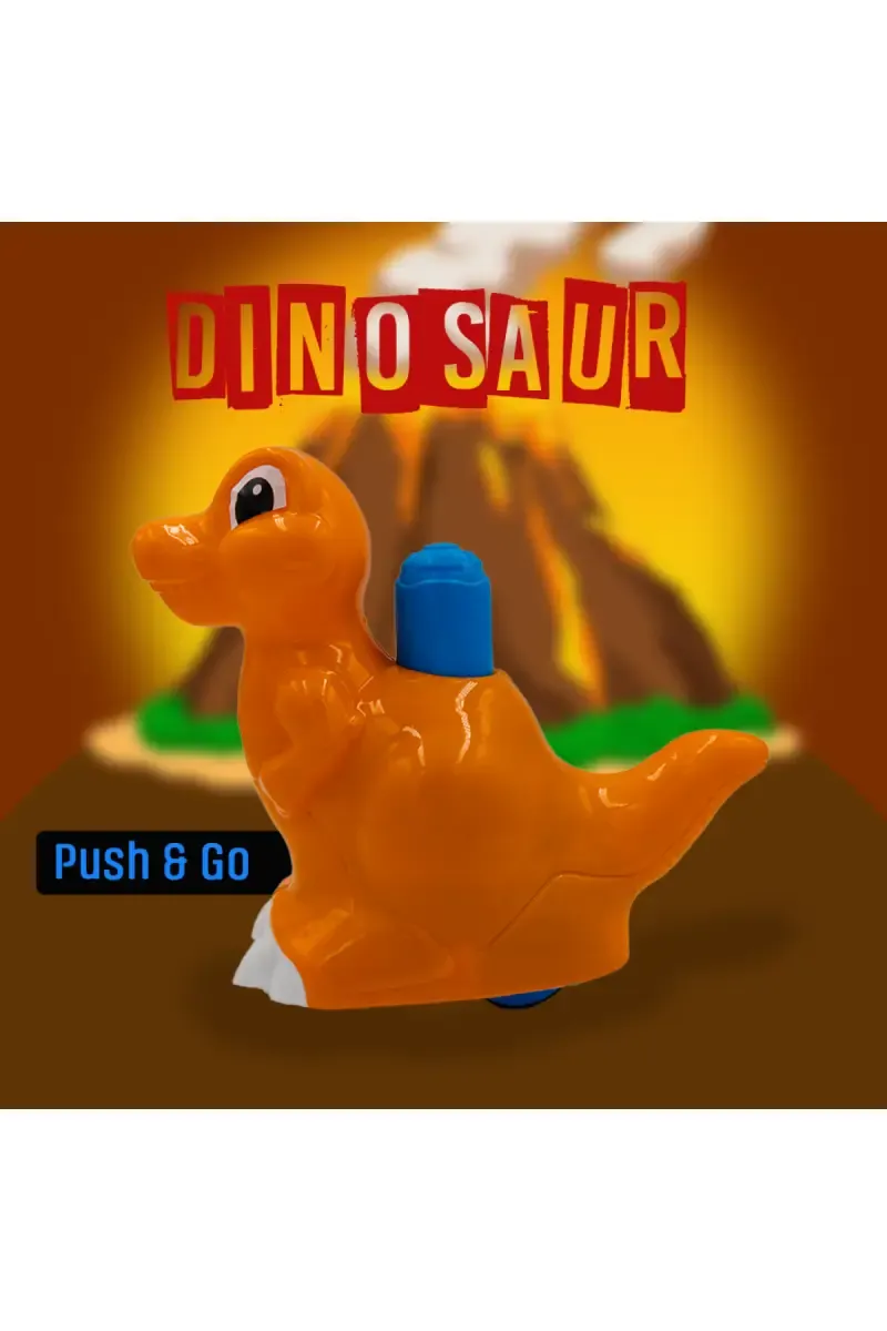 Lovely Toys Push & Go Dinosaur Toy for Kids - Orange (Pack of 1) 011525ORA
