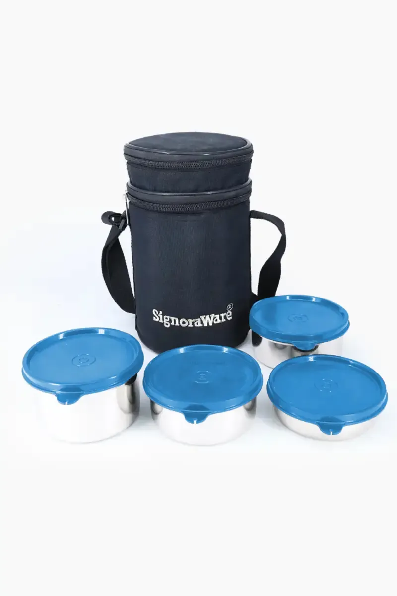 Signoraware Executive Stainless Steel Big Lunch Box - 1400ml 011543SKYBLU4