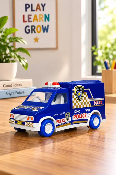 Police Van Friction Power Toy for Kids (Blue)  011564BLU