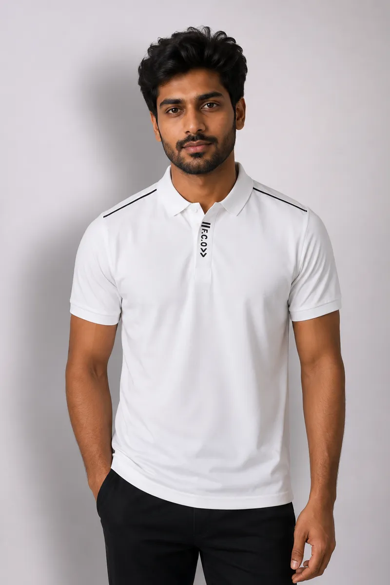 Polyester Polo T-shirt for Men 011613XXLWHI