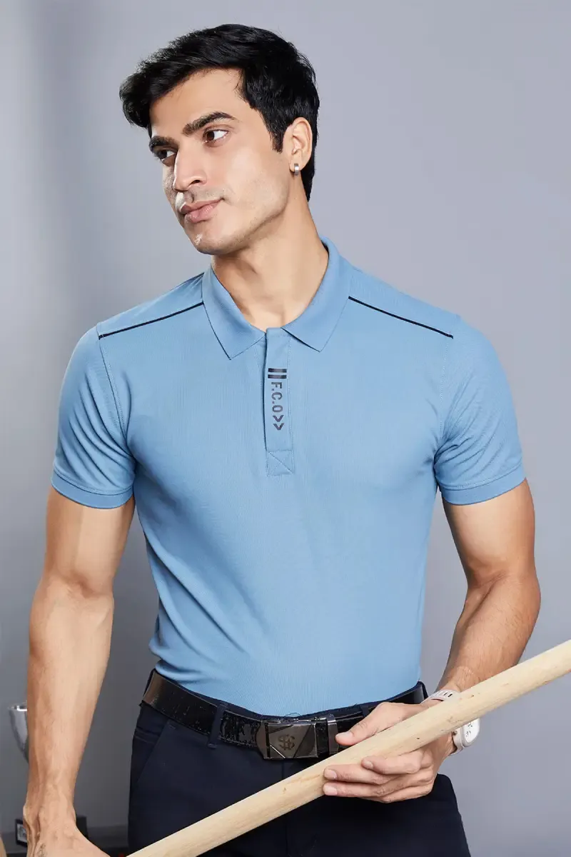 Polyester Polo T-shirt for Men 011613XLBLU