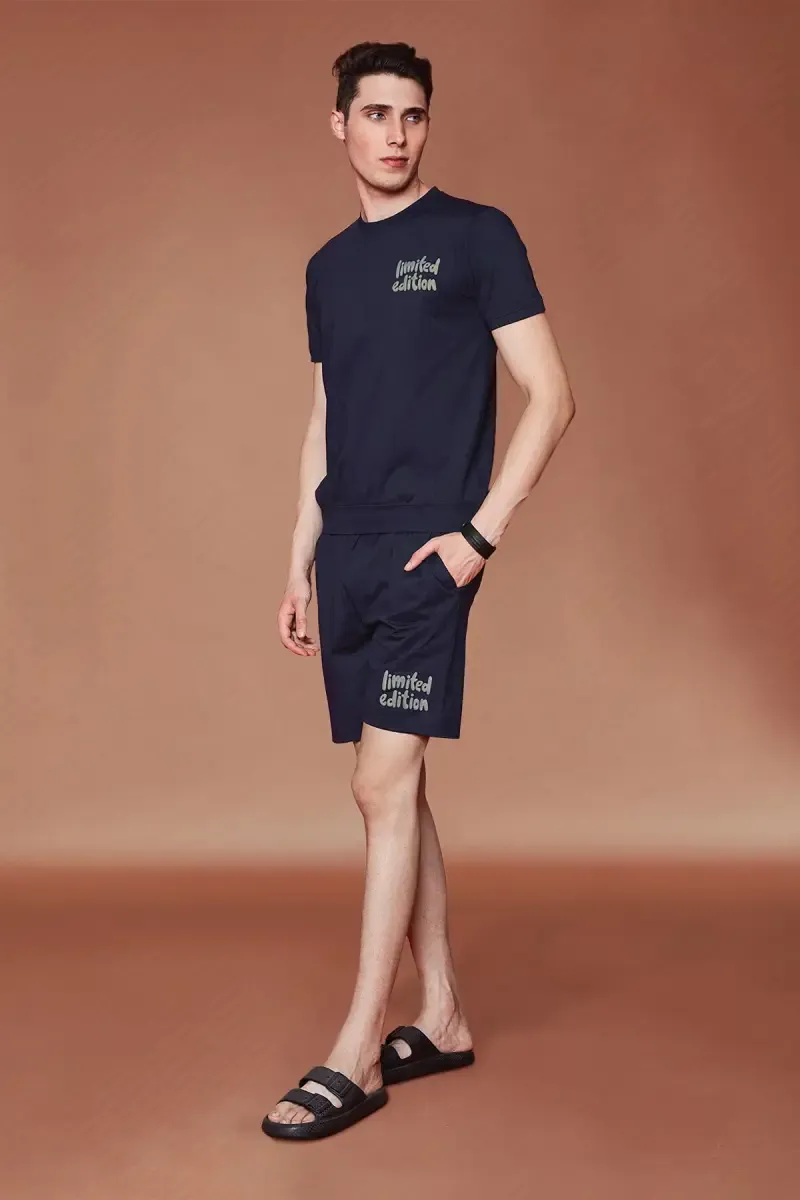 Cotton T-shirt with Shorts Sets for Men (2-Pcs Set) 011643NAVBLUXL2