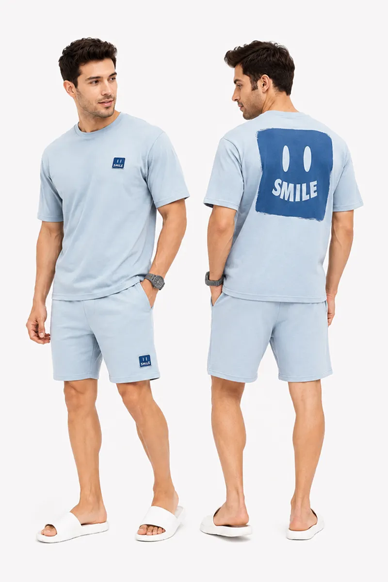 Men's Cotton T-shirt with Shorts Sets (2-Pcs Set) 011648SKYBLUS