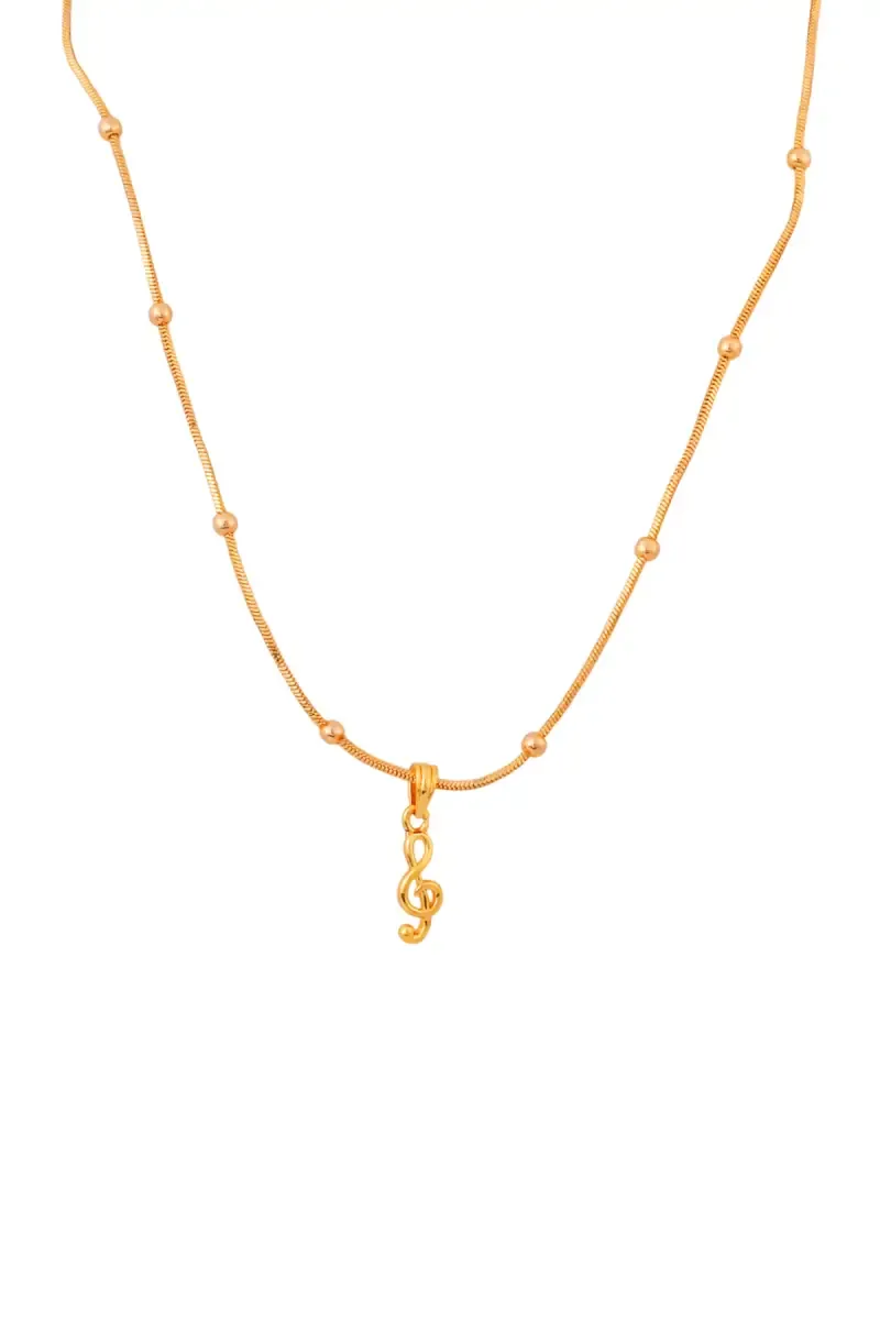 Gold plated Music Note Pendant Chain for Women and Girls
