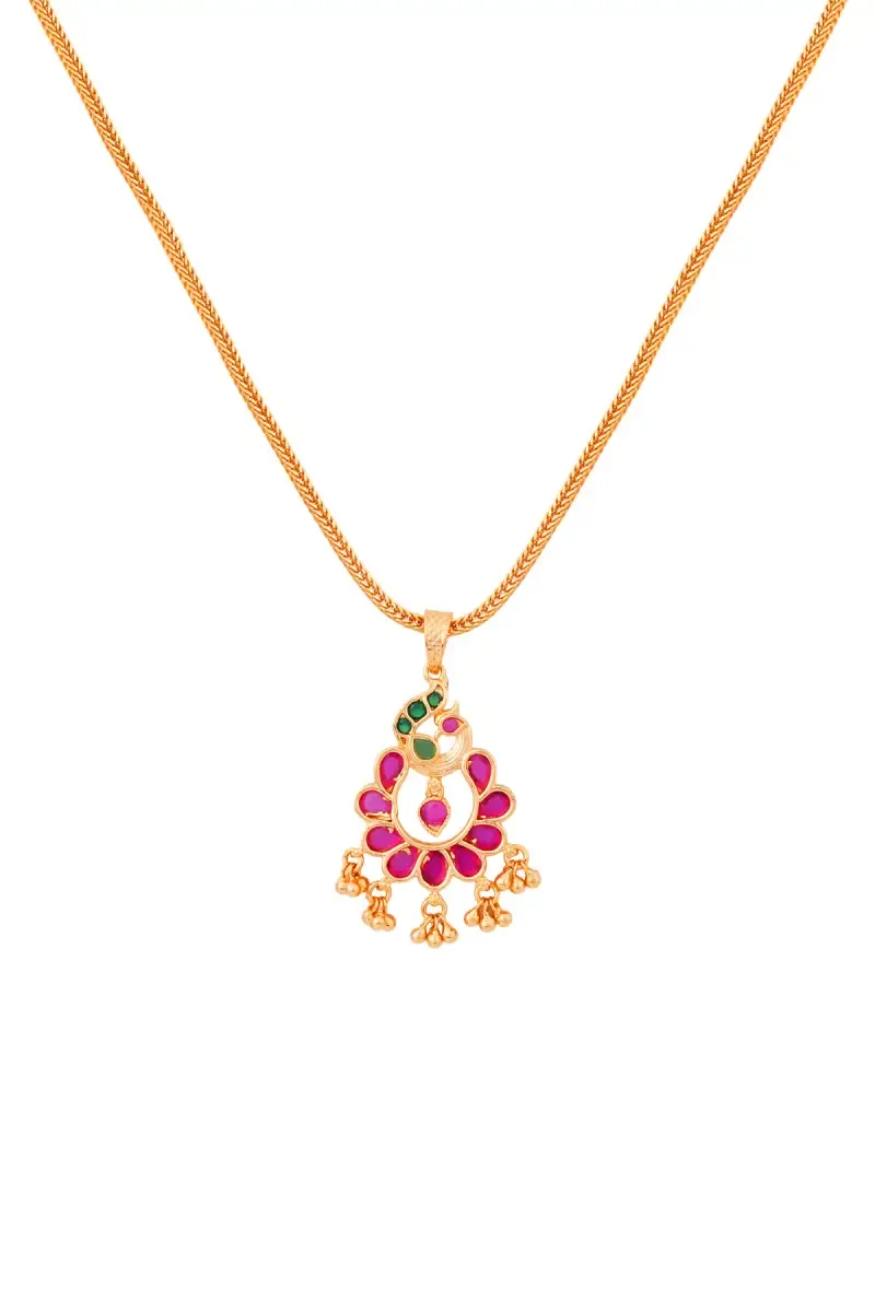 Gold Plated Floral Pendant Chain for Women