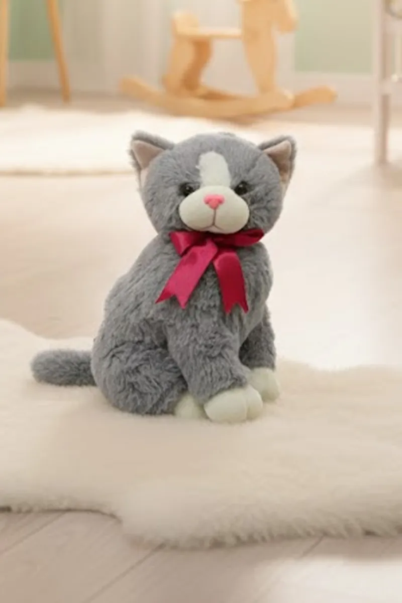 Rabbit Fur Cat Stuffed Toy - 10 Inch