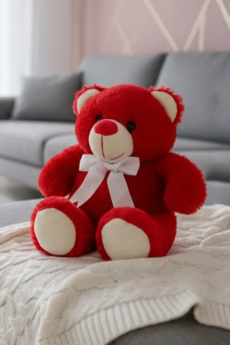 Lovely Toys Rabbit Fur Teddy Plush Stuffed Soft Toy -  (Red) 011759RED