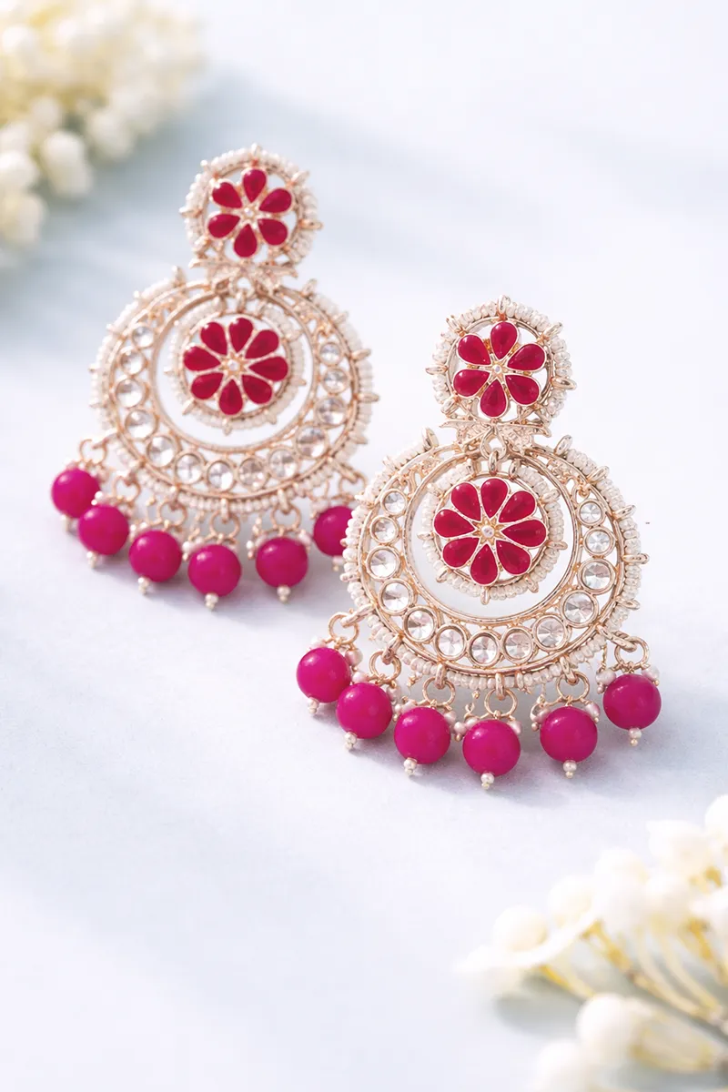 Gold Plated Pearls Chand Bali Earrings 012035DARPIN1