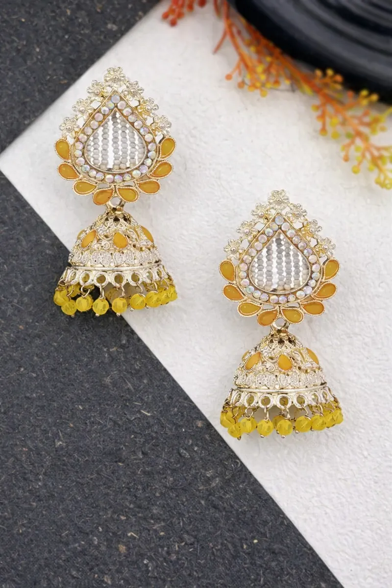 Ethnic Gold Plated Paisley Design Earrings for Women and Girls