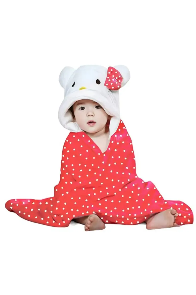 Brandonn Baby Towel cum Wrapper - Red Polka 012191REDPOL