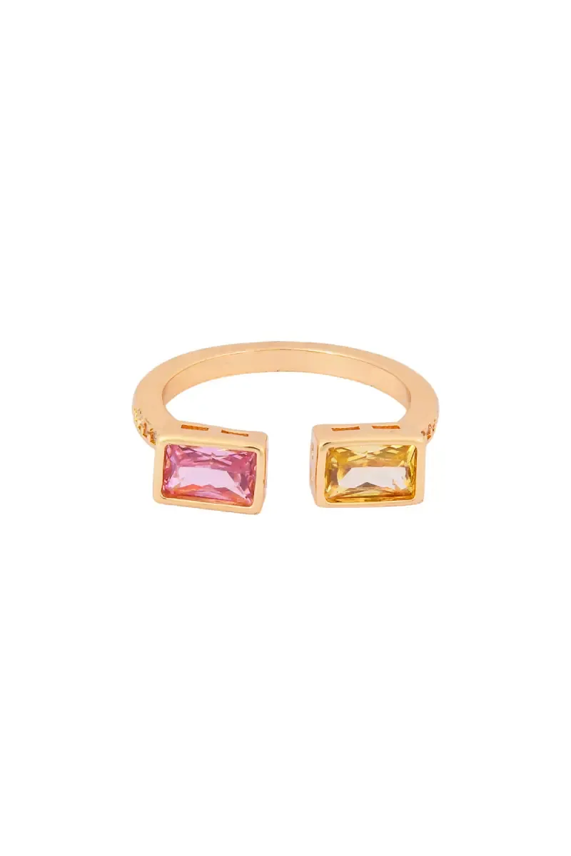 Gold Plated Coloured Stone Adjustable Ring