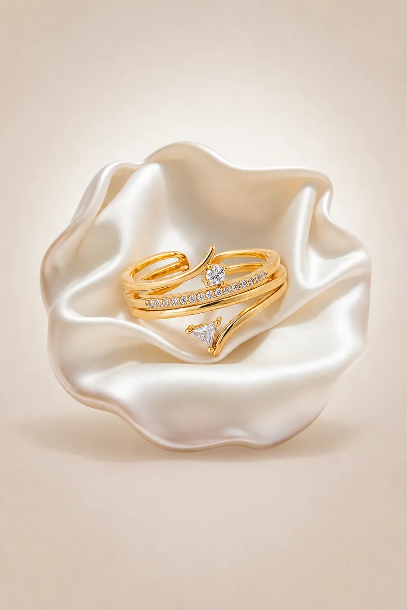 Cubic Zirconia Adjustable Ring