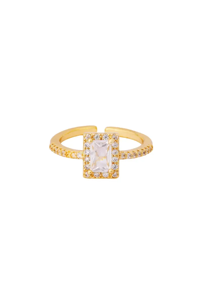 White Zircon Adjustable Ring for Women & Girls