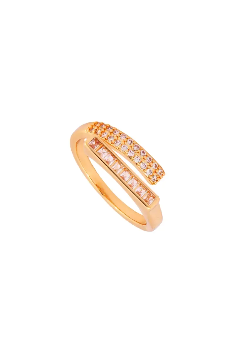 Gold Plated Cubic Zircon Adjustable Ring for Women & Girls