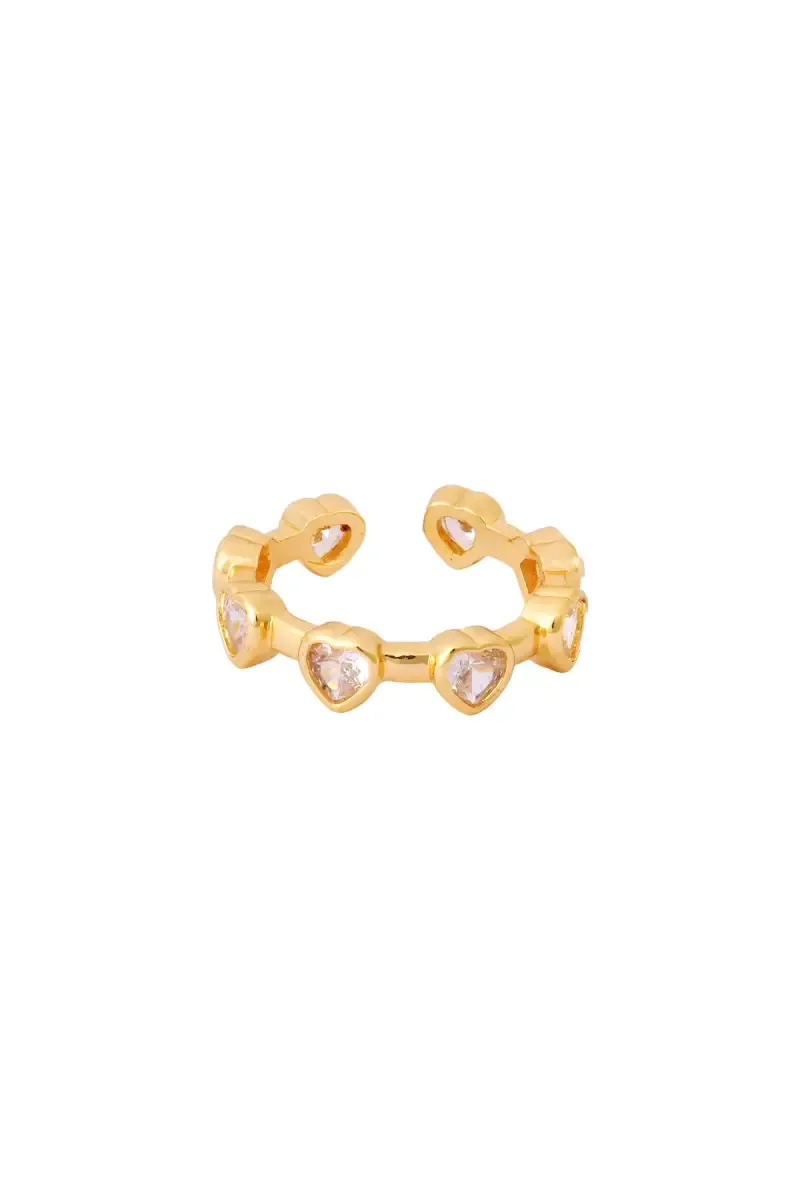Gold Plated Heart Design Adjustable Ring