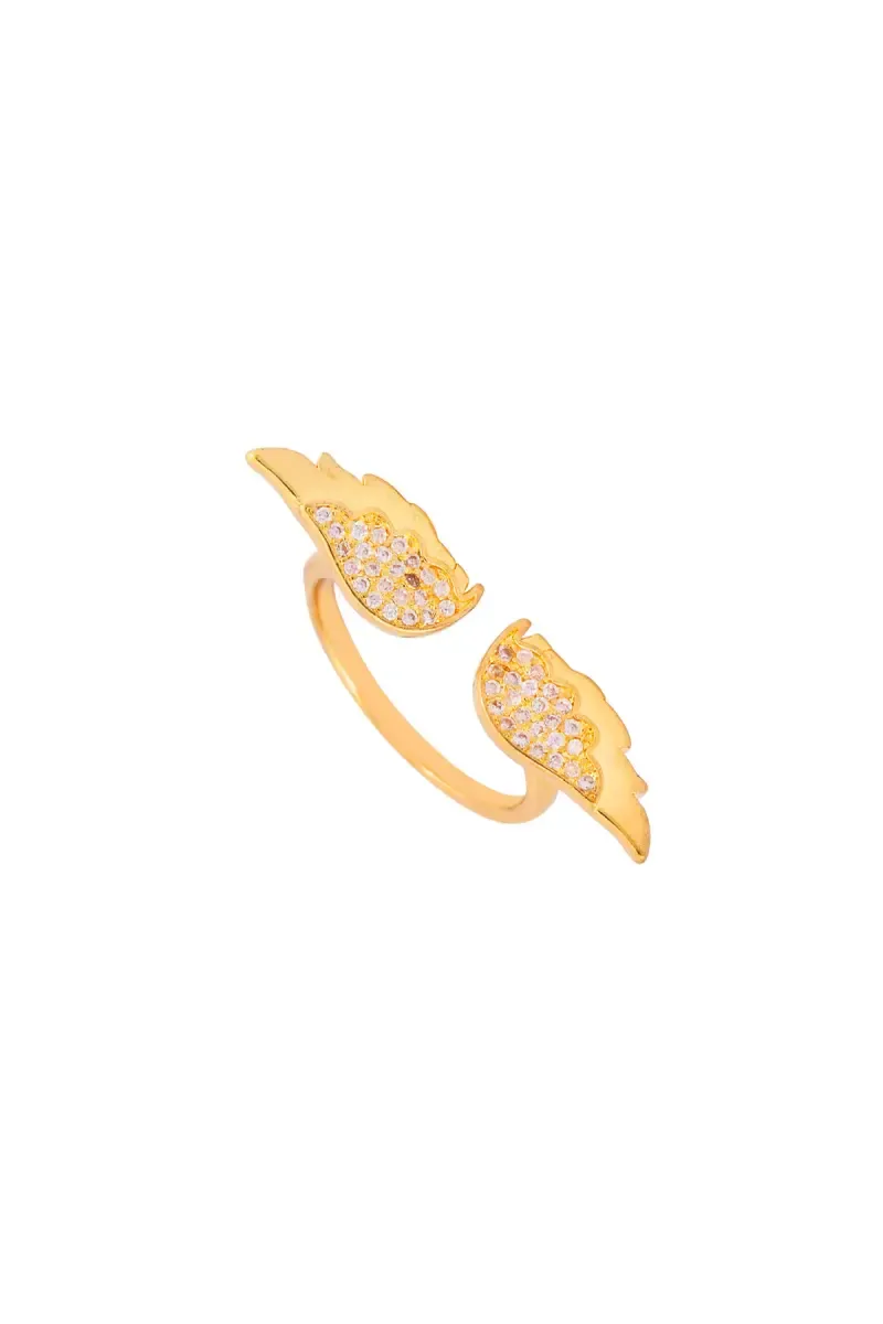 Gold Plated Wings Design Adjustable Ring