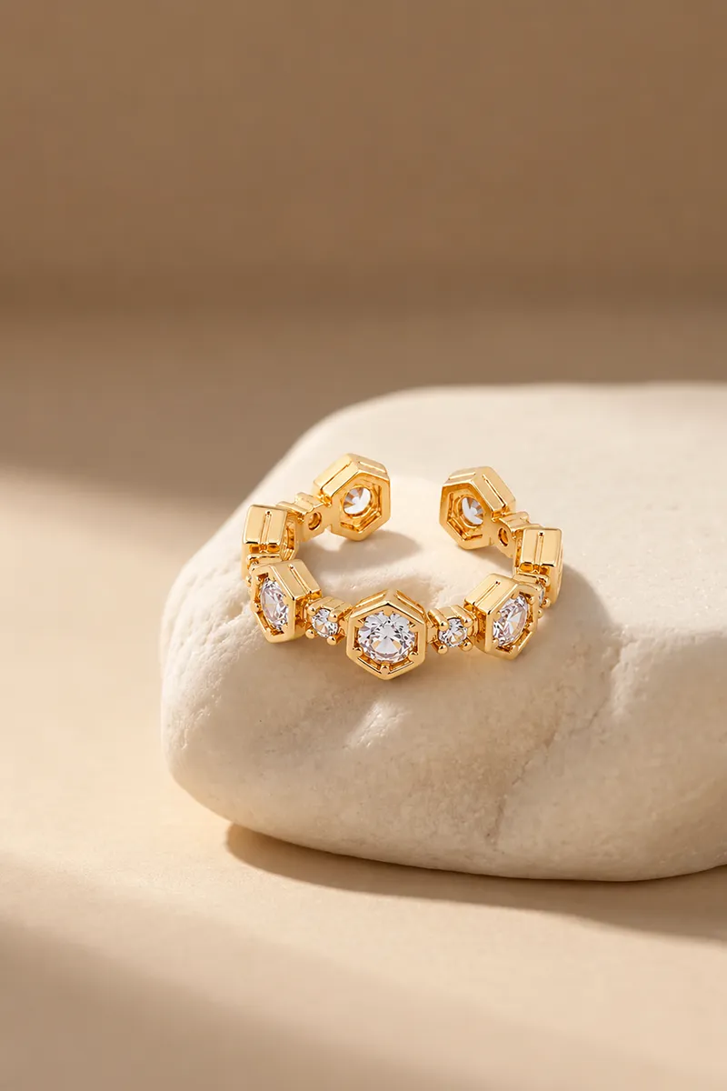 Cubic Zirconia Adjustable Ring for Women & Girls