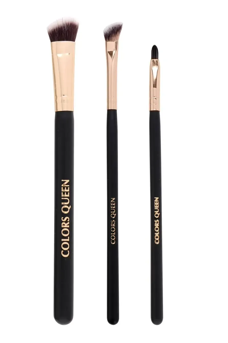 Colors Queen Face Makeup Brush Set - Black (Pack of 3)