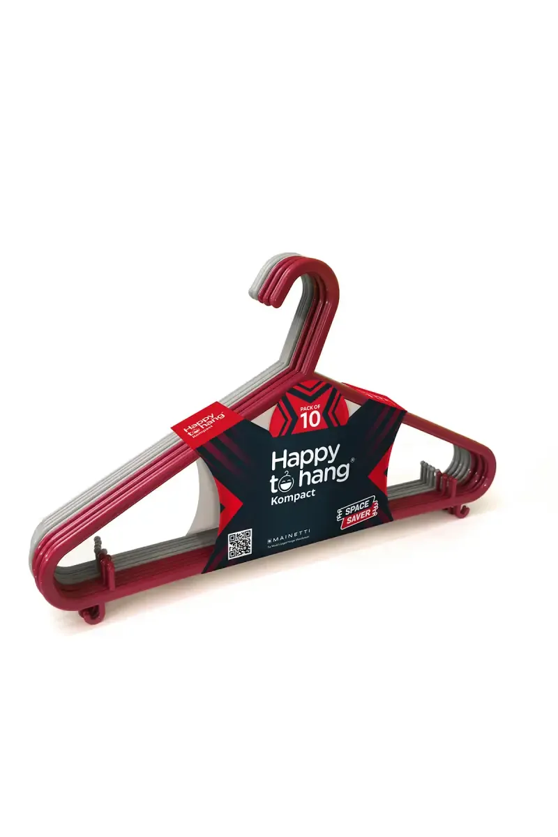 Happy to Hang Plastic Kompact Cloth Hanger Set - 10 Pcs