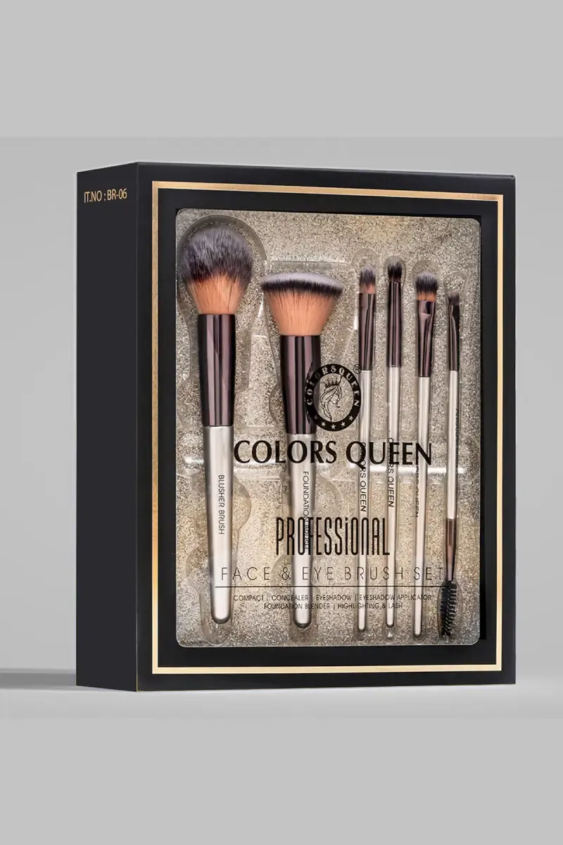 Colors Queen Face & Eye Brush Set - Black (Pack of 1) 