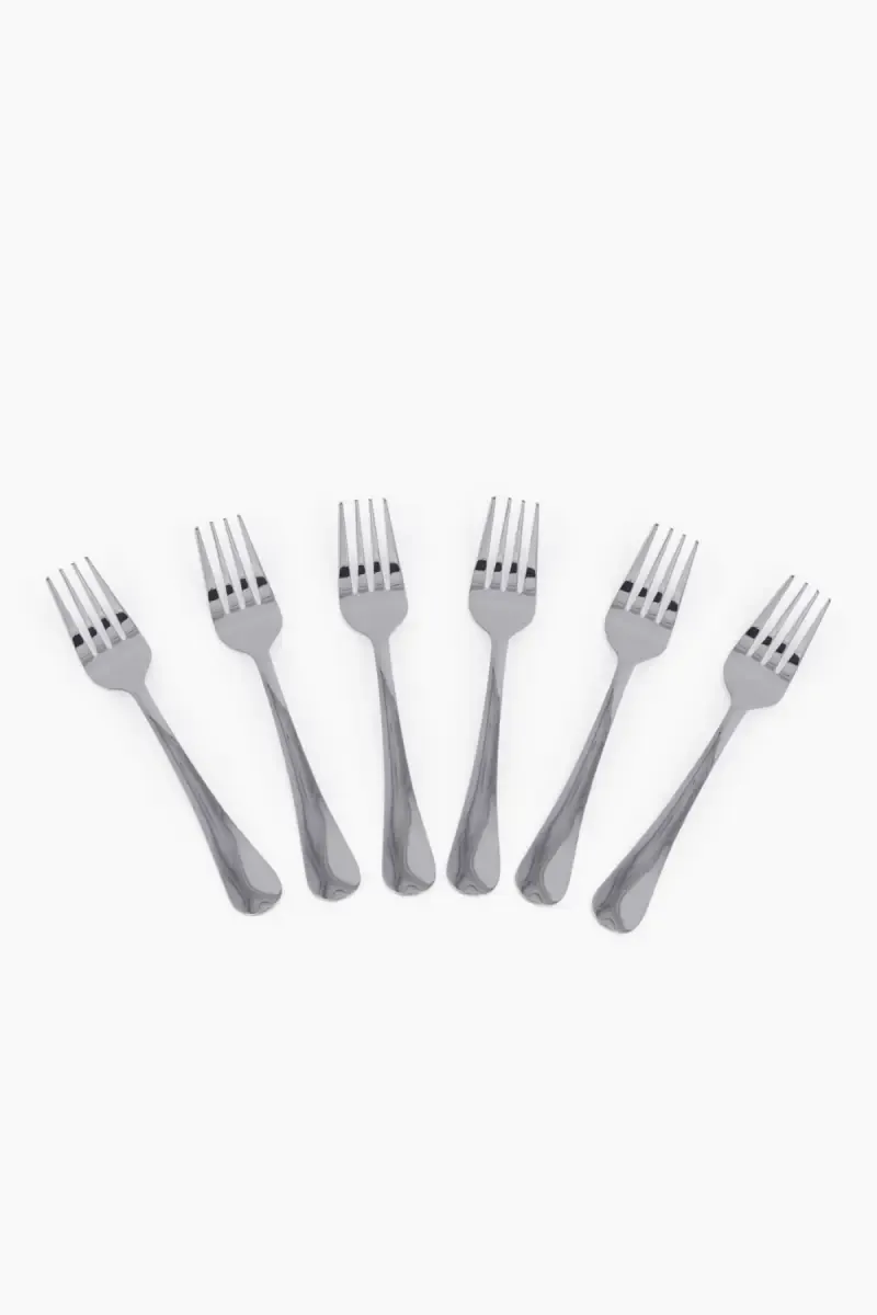 Prabha Stainless Steel Royal Plain Dessert Fork Set - 19cm