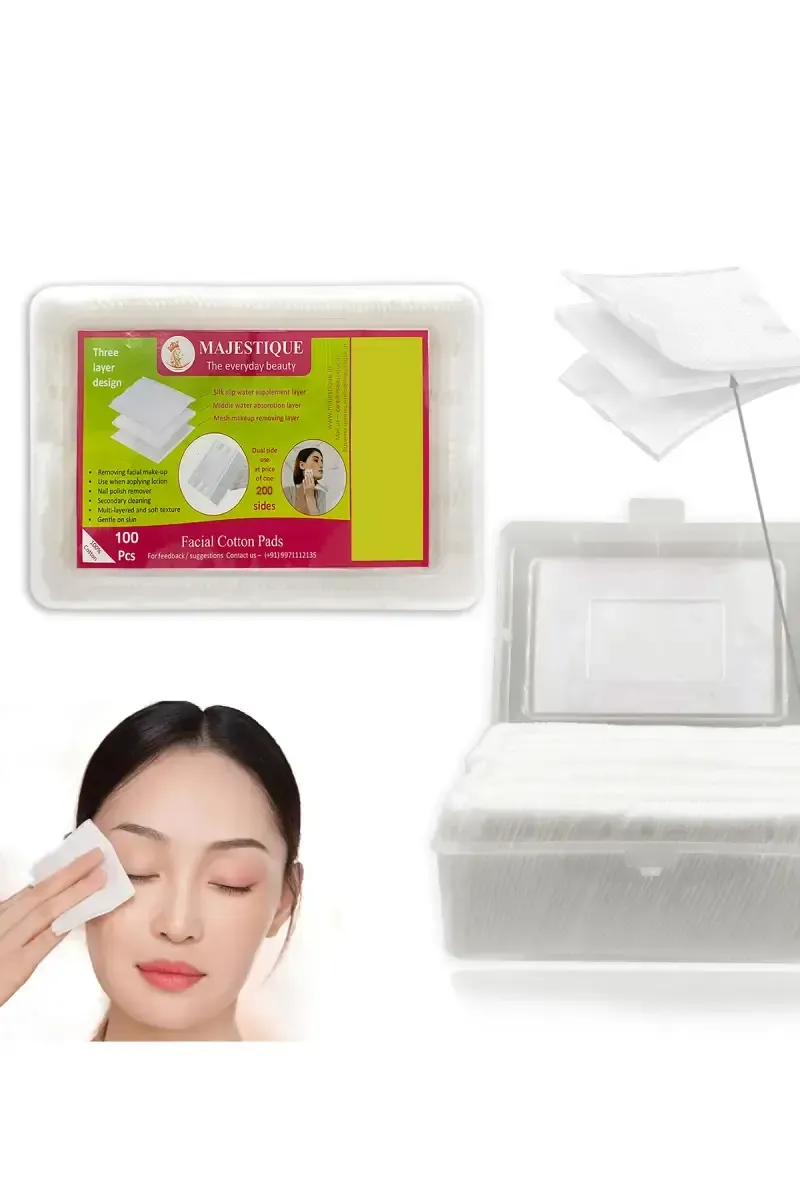 Majestique Super soft Touch Multipurpose Cotton Pad Wipes for Cleansing - 100 Pcs