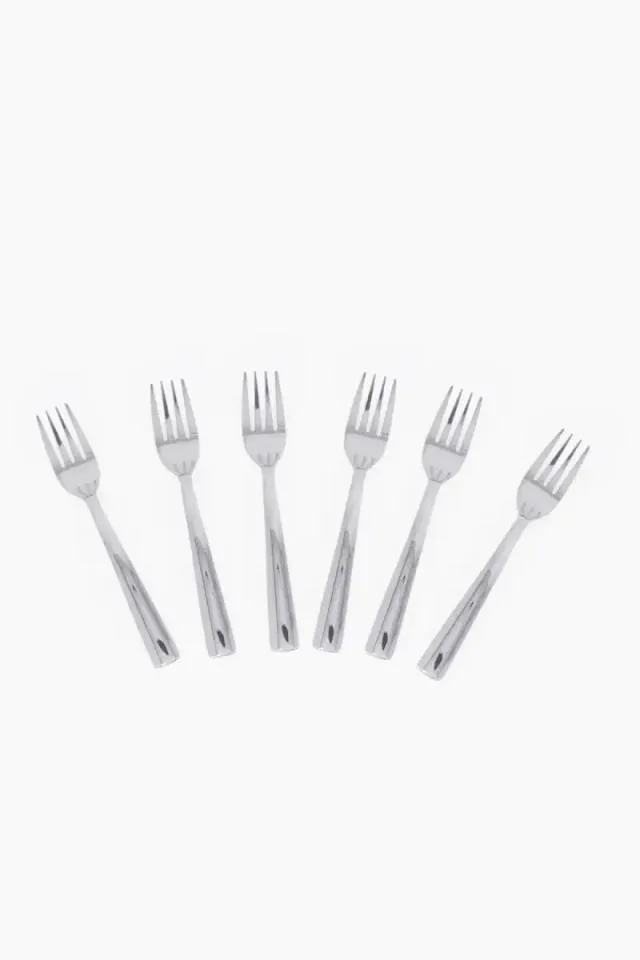 Prabha Stainless Steel Petal Dessert Plain Fork Set - 19cm 012704SIL1