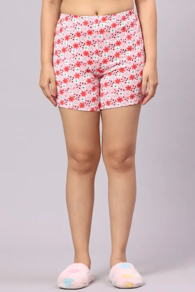 Cotton Hosiery Floral Printed Shorts for Women