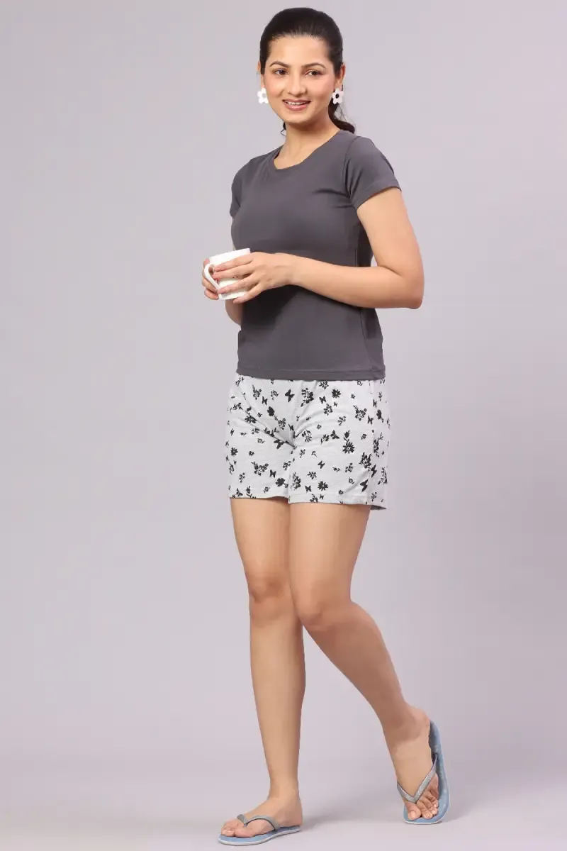 Cotton Hosiery Floral Printed Shorts for Women