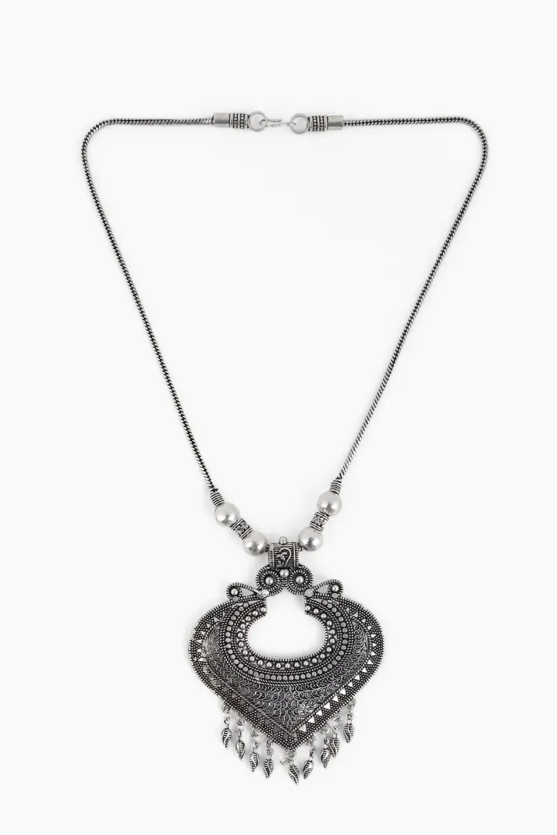 Oxidized Silver Heart Pendant Necklace for Girls & Women