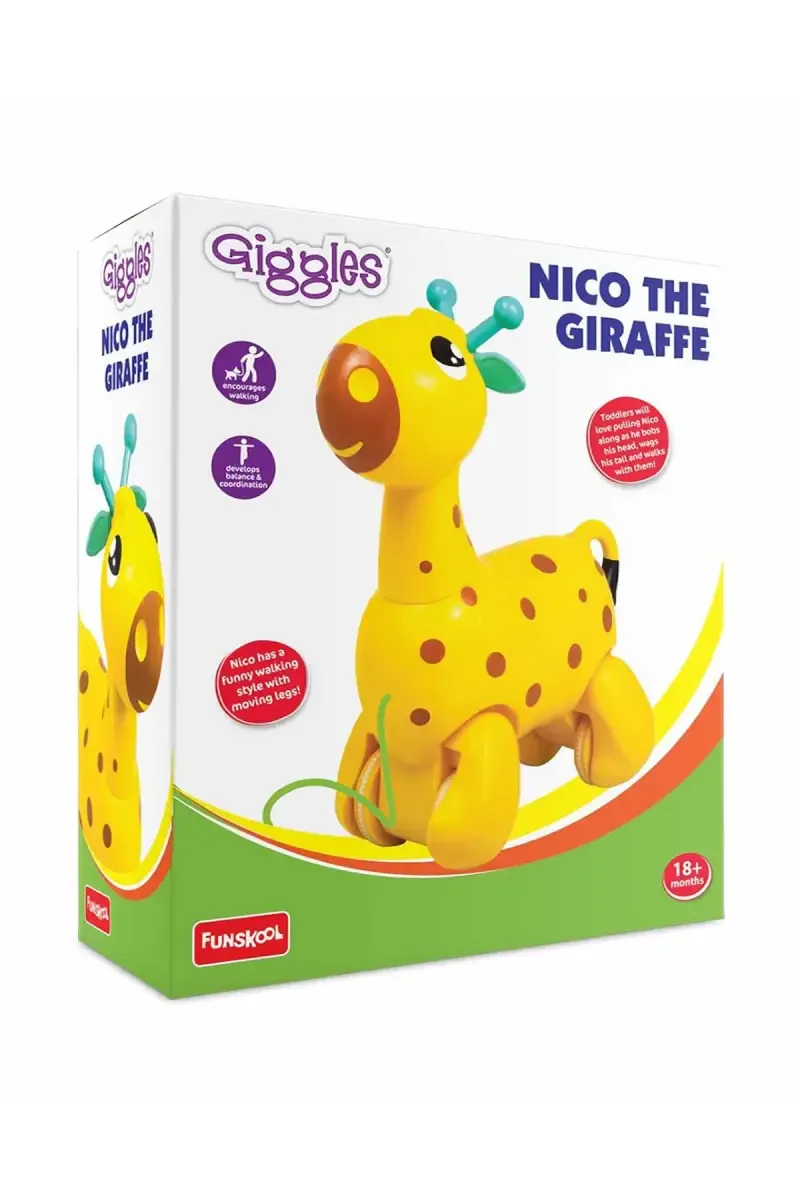 Nico The Giraffe Pull Along Toy (Yellow) - Pack of 1