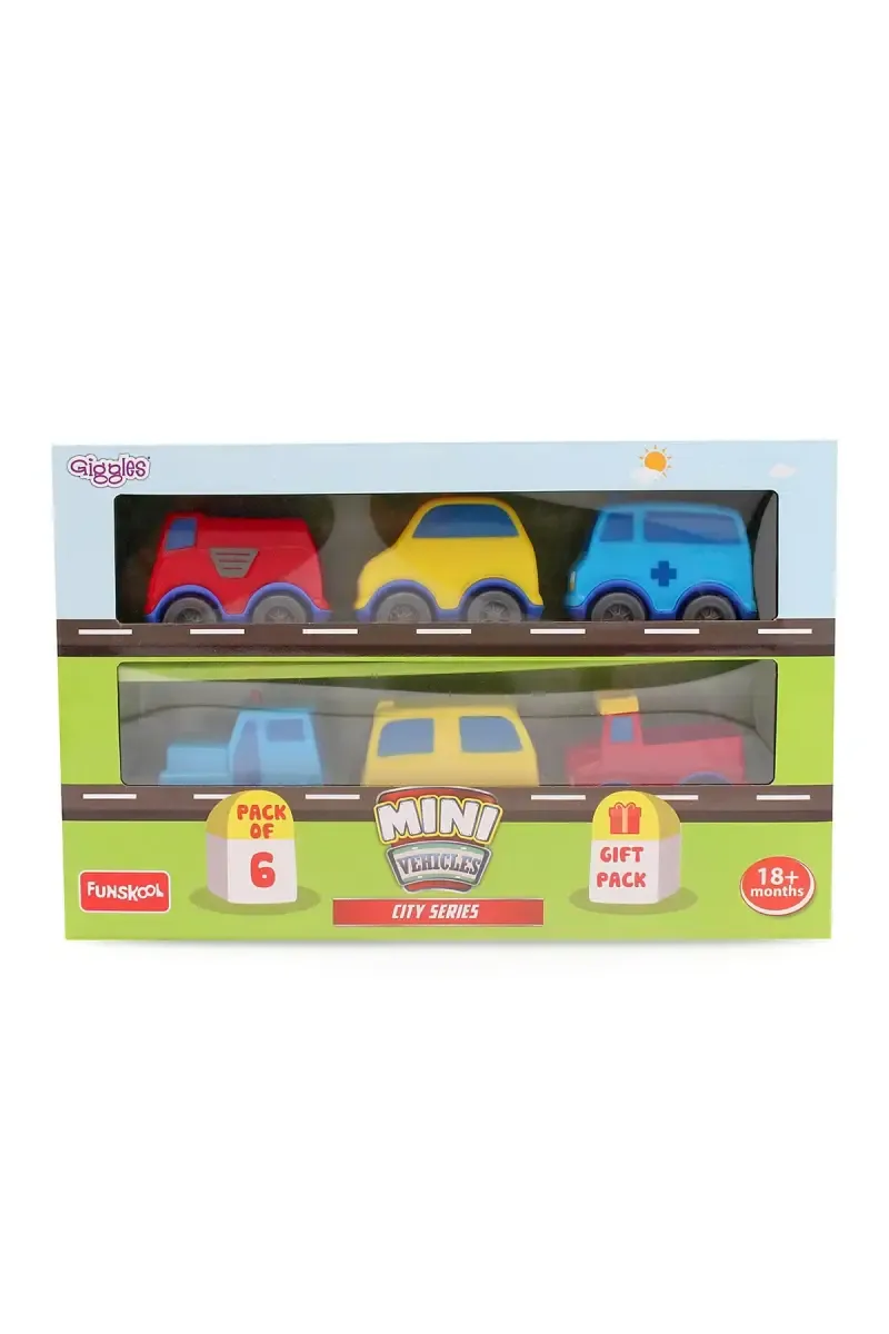 Giggles Push and go Toy (6 Pcs Mini Vehicles City Series) 