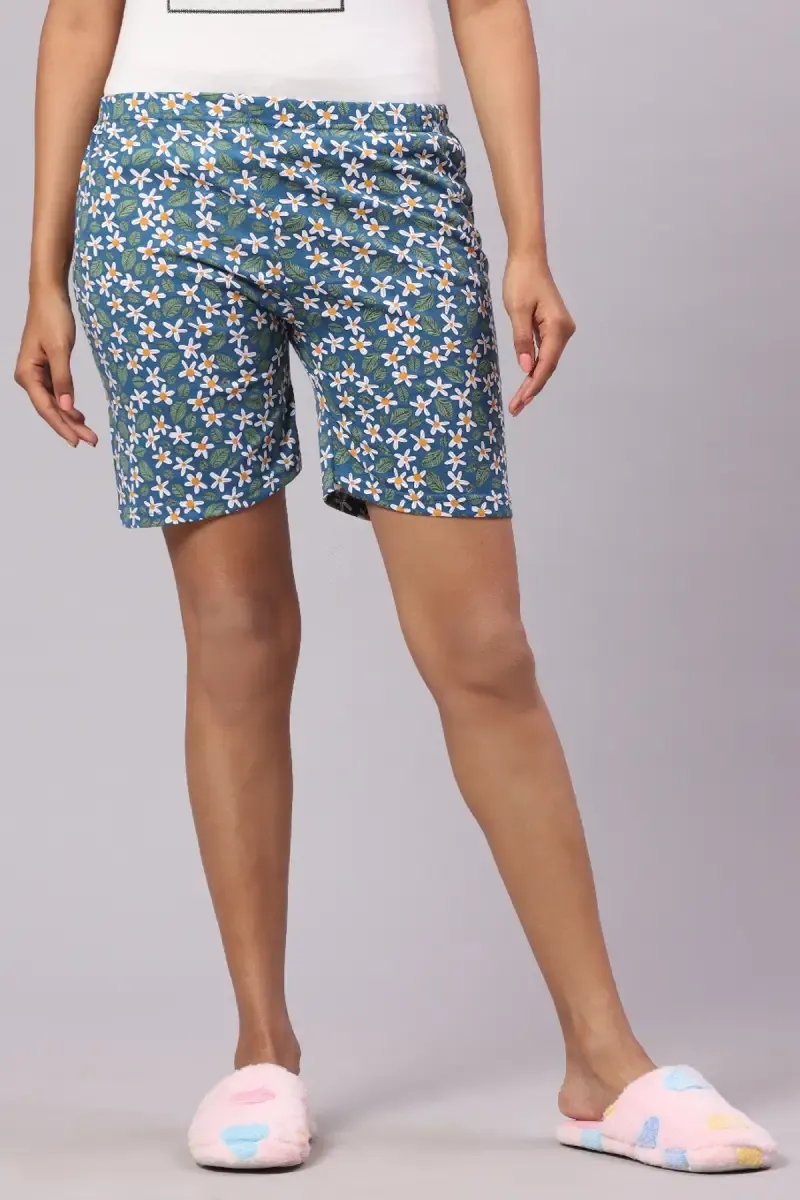 Cotton Hosiery Floral Printed Shorts for Women