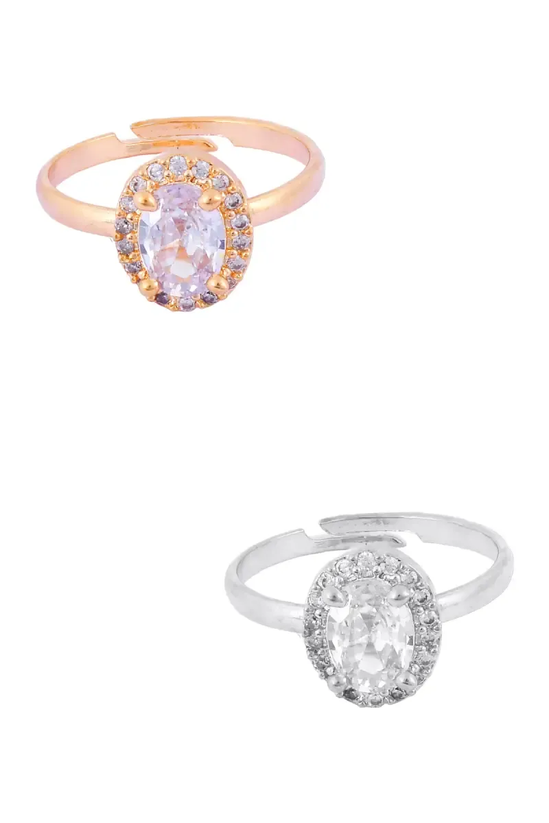 Alloy Glossy Finish Glossy Rings for Girls & Women - Set of 2
