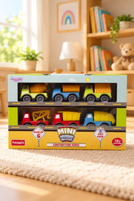 Mini Construction Vehicles Series Toy Set - 6 Pcs