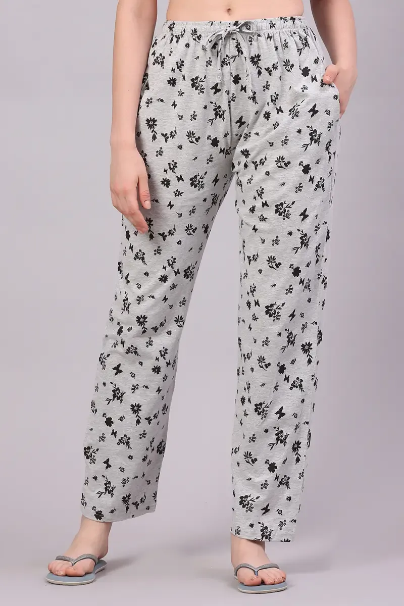 Cotton Hosiery Floral Print Pyjama Pant for Women