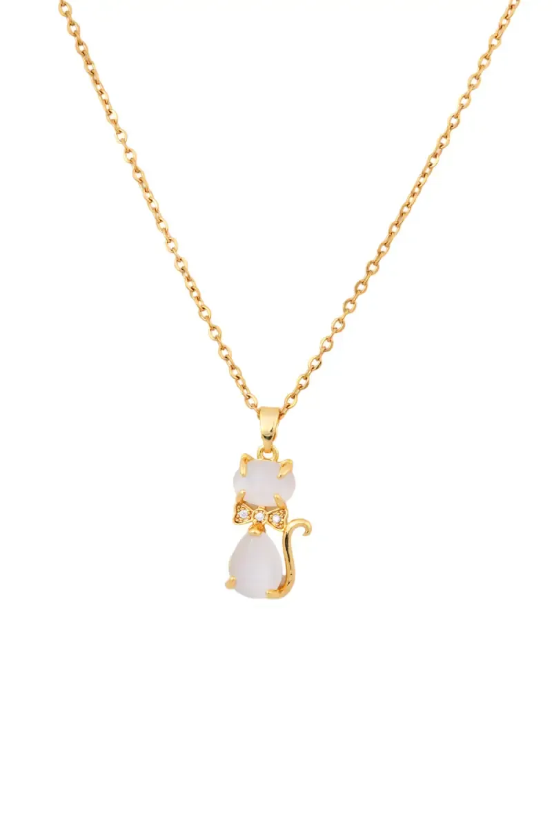 Gold Plated Cat Shape Pendant Chain for Women