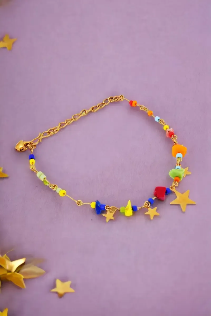 Multicolor Beads and Charms Anklets for Women and Girls