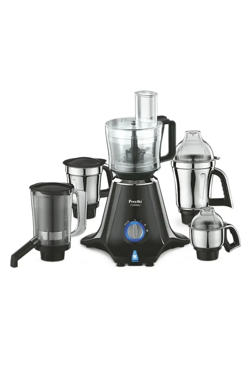 Preethi Zodiac MG218 750 W Mixer Grinder with 3 Jars, 3-in-1 Juicer Jar & Food Processor Jar (Black & Light Grey)