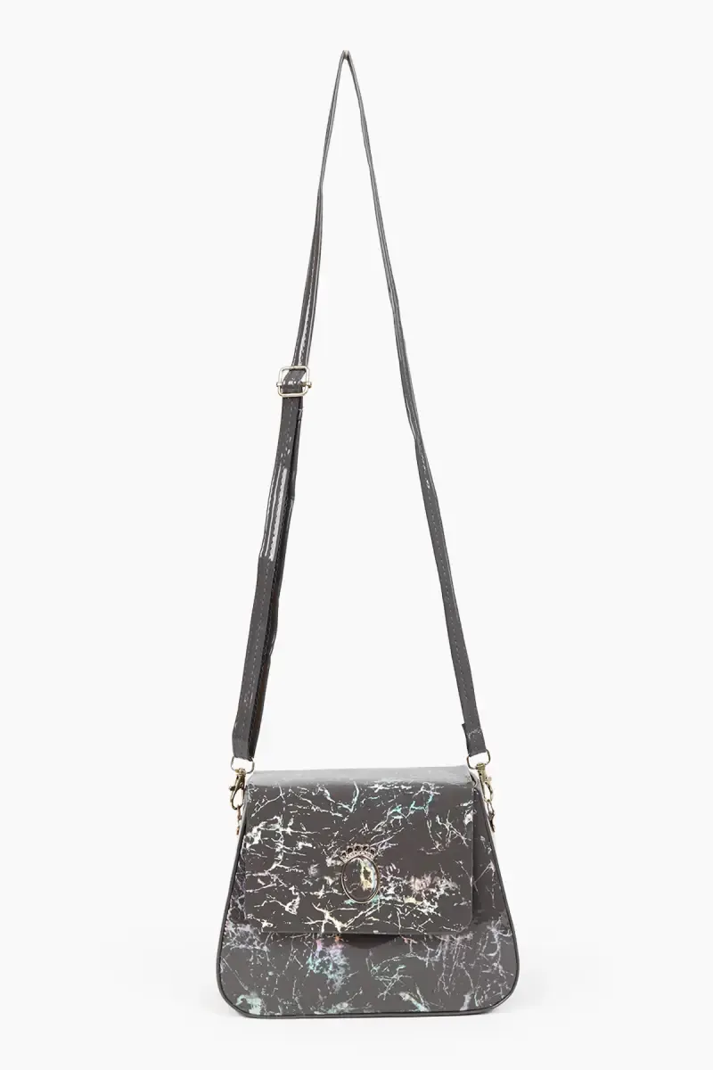 Marble printed Box Sling Bag for Girls 013060GRE