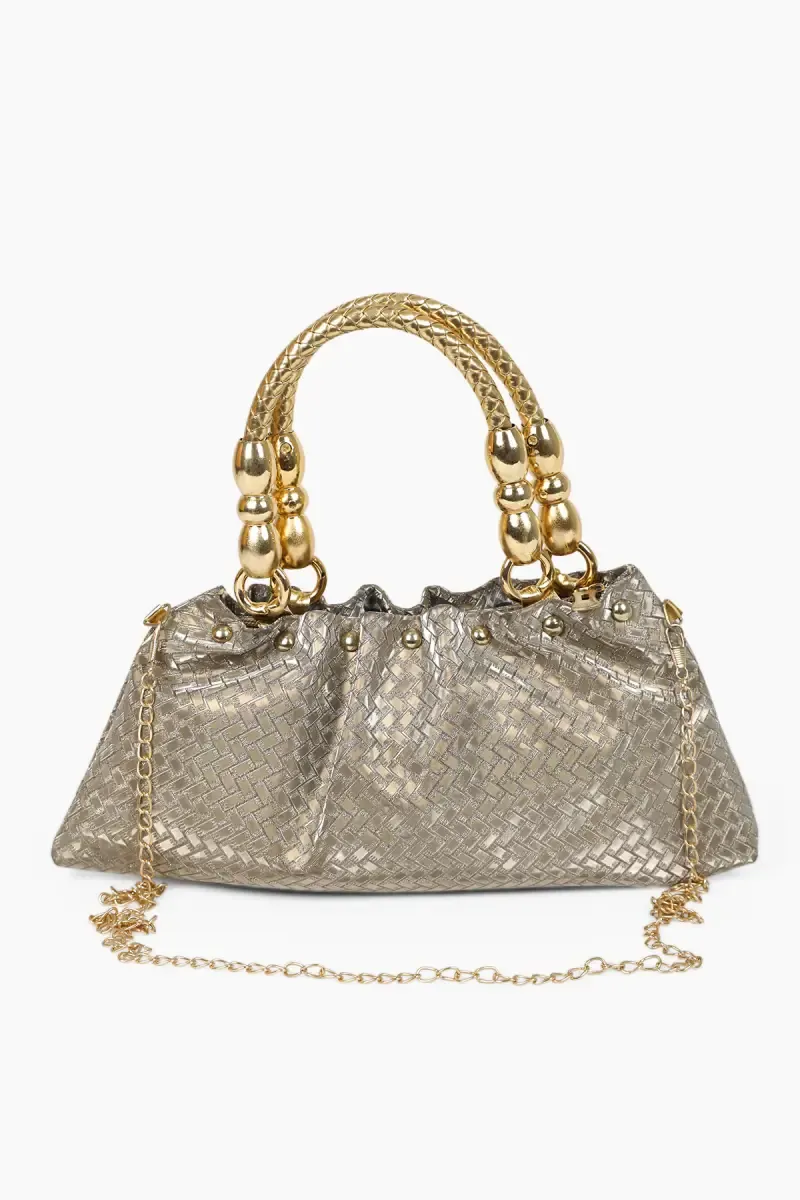 Elegant Gold Tone Hand-Held & Sling Bag 013067BRO