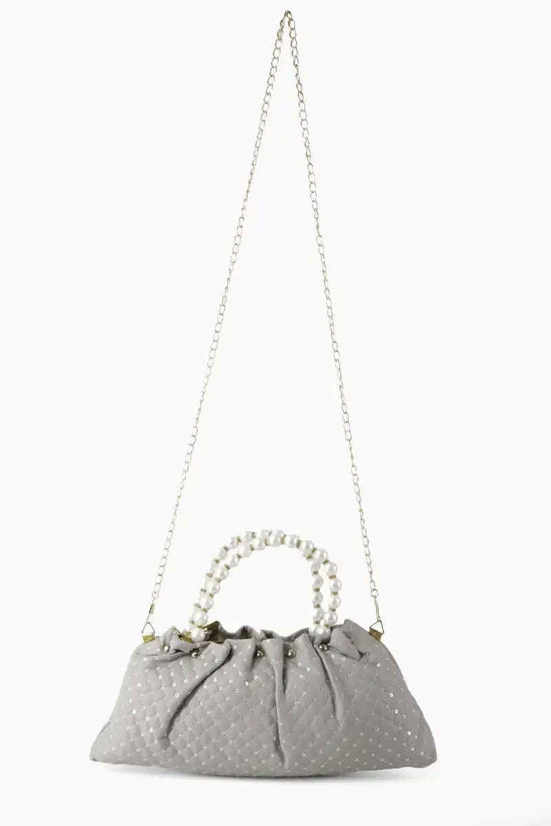 Pearl Handle Mini Tote Bag for Women 013070GRE2