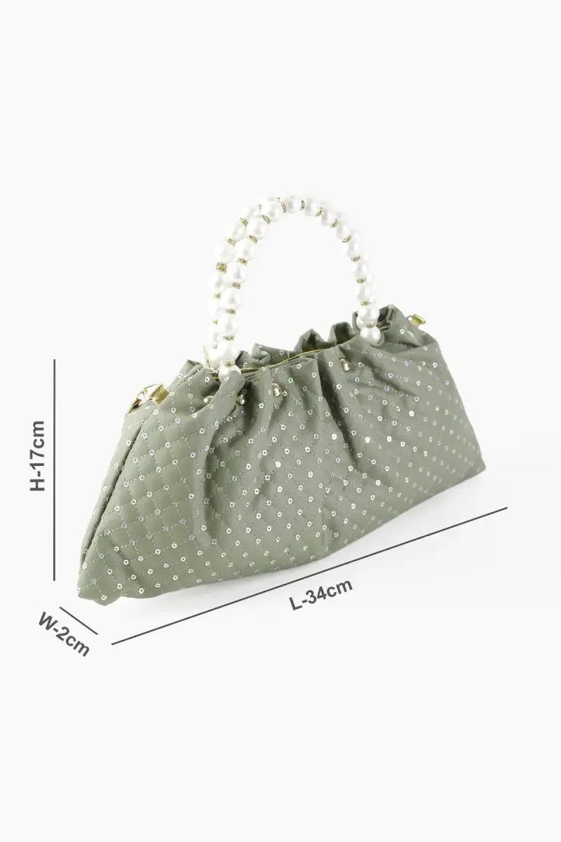 Pearl Handle Mini Tote Bag for Women 013070GRE