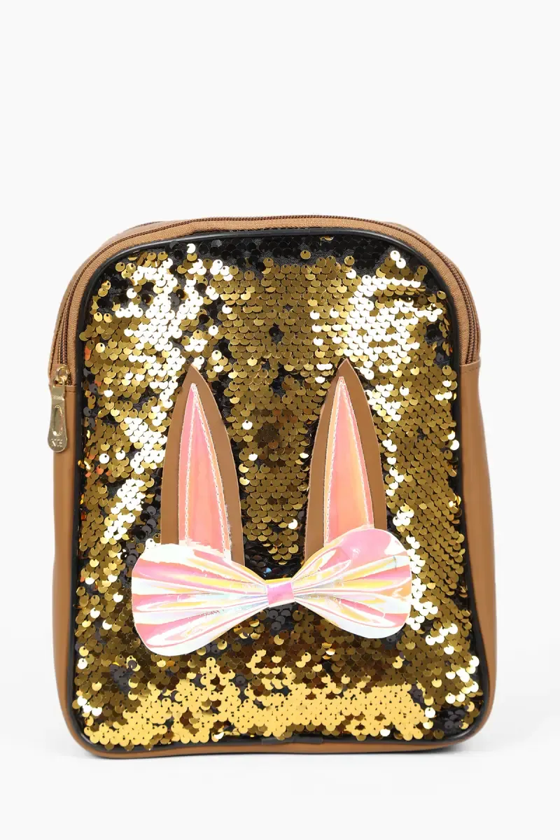 Trendy Reversable Sequin Mini Backpack for Girls 013088BROWITBLA