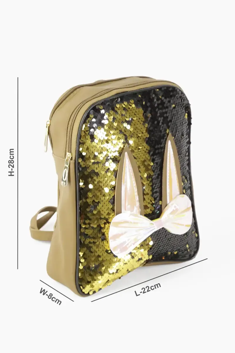 Trendy Reversable Sequin Mini Backpack for Girls 013088BROWITGOL