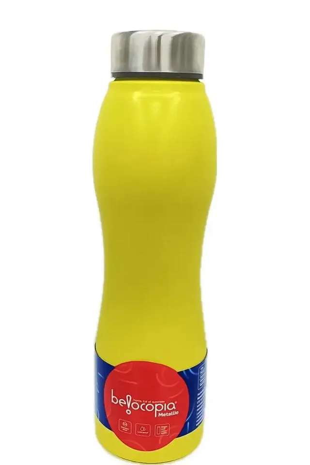 Belocopia Stainless Steel Metallio Curvy Water Bottle - 900ml 013165YEL900ML