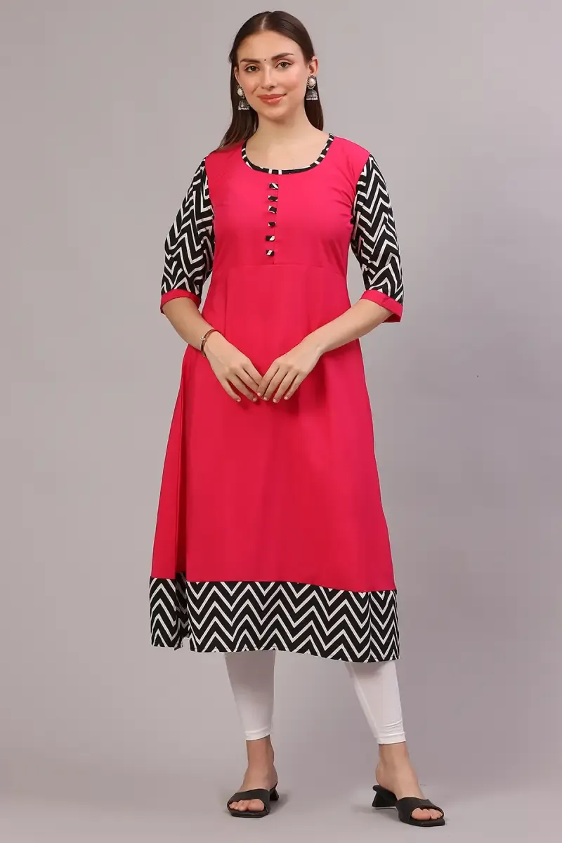 Polyester Chevron Printed Kurti for Women