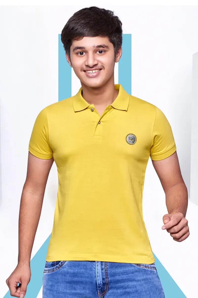 Cotton Solid Polo T-shirt for Boy 013255910YRSYEL