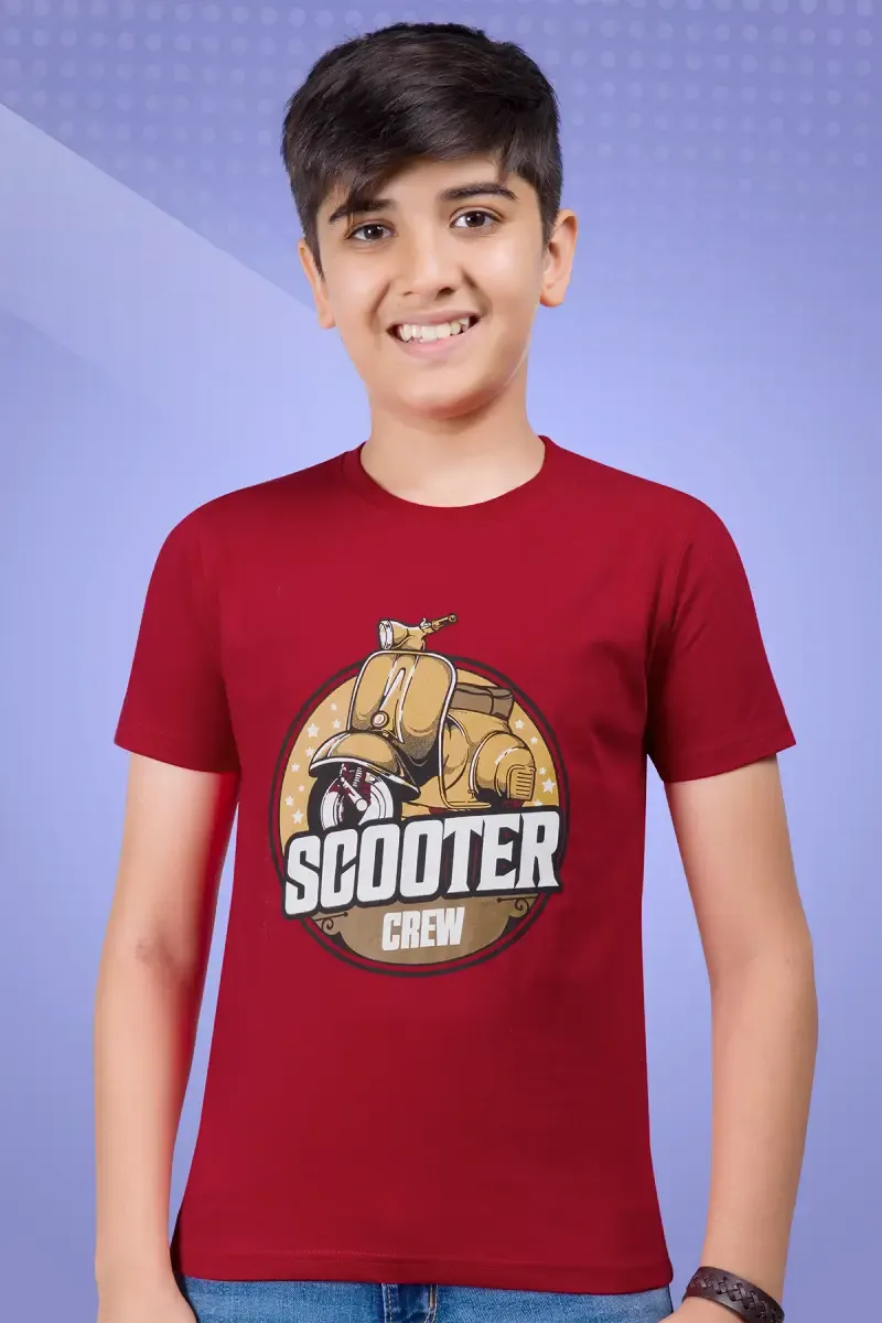 Boy's Cotton Printed T-shirt 01326378YRSRED