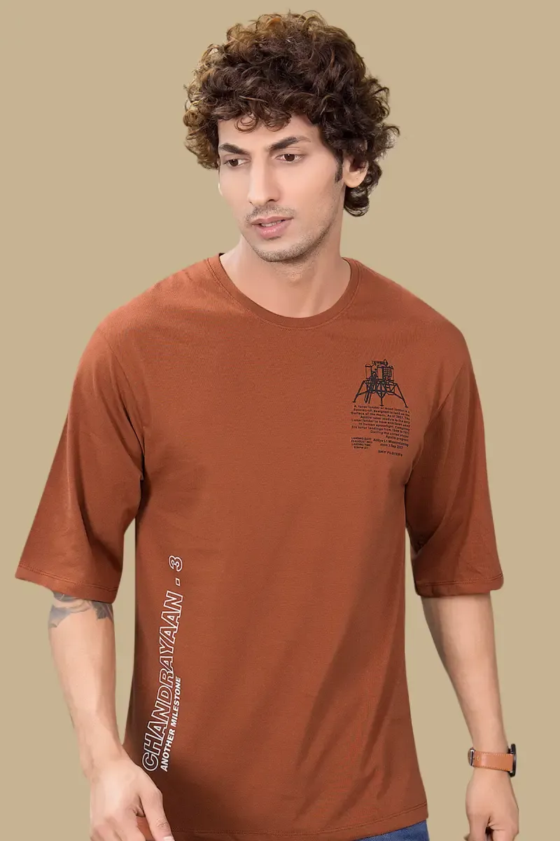 Printed Cotton Drop Shoulder T-shirt for Men 013266XXLBRO